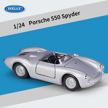 WELLY 1:24 Porsche 550 Spyder Convertibl Sulamist Auto Diecasts & Mänguasi Sõidukite Auto Mudel Kääbus Skaala Mudel Auto Mänguasjad Lastele