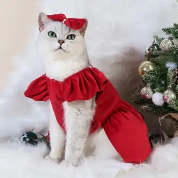 Koer Kleit Elegantne Pet Kleit Jõulud Koera Kostüüm Seelik Vibu Headdress Kass Printsess Kleit Pidulik lemmikloomatarbed Lemmiklooma Seelik