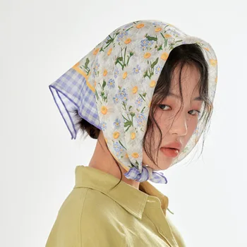 Jaapani Flower Ins Värske ja Stiilne Dekoratiivsed Headscarf Väike nelinurkne Rätik, Puuvill ja Linane Tunne Naiste Sall Õie Juuksed Ba