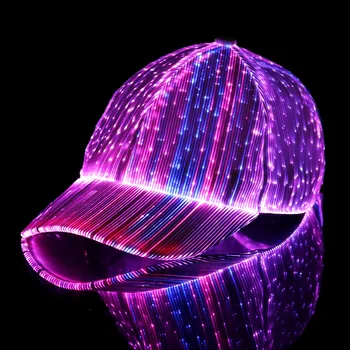 LED fiiberoptiliste ühise Põllumajanduspoliitika Müts 7 Värvid LuminousGlowing Pesapalli Mütsid USB-Laadimise Tuli põlema Mütsid Hip-Hop Pidu Led Jõulud Kork