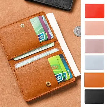 Korea Stiilis Solid Color Kaardi Kott Moe ja Disaini Mündi Rahakott Multi Kott Snap Nuppu PU Väljas