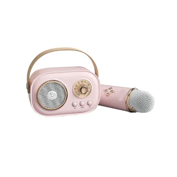 Mini Wireless Bluetooth Audio Kodus Laulu Karaoke Integreeritud Mikrofon Kõlar Stereo KTV Kodu Set Roosa