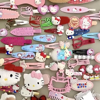 Klambri külge Sanrio 19pcs Hello Kitty Asju Set Printsess Armas klambri külge Anime Teenetemärgi Tarvikud Tüdruk Ins Dopamiini Stiil
