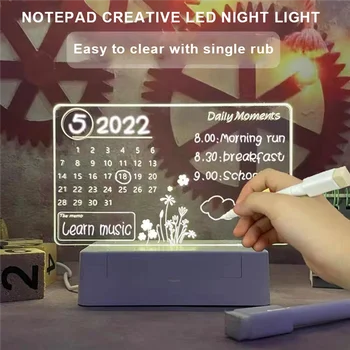Märkus Juhatuse Loominguline LED Night Light USB teadetetahvel Holiday Light Pen Kingitus Teenetemärgi Öö Lamp