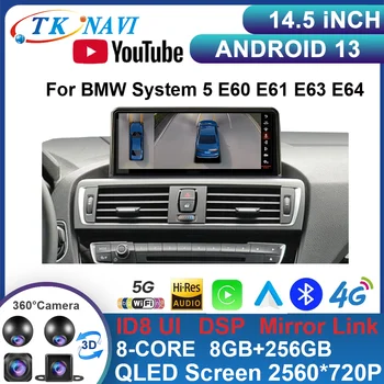 14.5 Tolline Android 13 BMW System 5 E60 e61 seadmesse E63 E64 Puutetundlik Ekraan, Auto Tarvikud Carplay Jälgida Multimedia Stereo Raadio-DSP