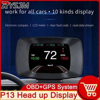 P13 OBD HUD Auto Head-up Display Digital Spidomeeter Auto pardal Arvuti Kütusekulu Vesi&Õli Temperatuur