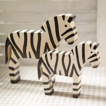 2tk Zebra Figuriin Home Decor Kaasaegne Lihtne elutoa TV Kapp Raamaturiiul Ornament Office Desk Teenetemärgi Puidust Loomade Kingitus