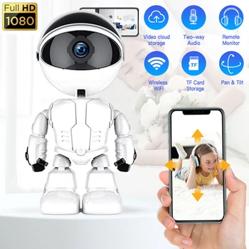 1080P Robot Mini Kaamera 360 ° Wifi Traadita Turvalisuse Kaamerad Home Video Valve Öise Nägemise Hääle Funktsioon Intercom