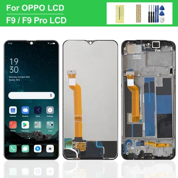 100% Testitud OPPO F9 LCD Ekraan Touch Digitizer Koos Raami Assamblee OPPO F9 Pro CPH1823 CPH1881 CPH1825 Ekraan