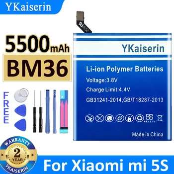 YKaiserin BM36 5500mAh Aku Xiaomi Mi 5S MI5S M5S BM36 Kõrge Kvaliteediga Telefoni asenduspatareidega Bateria