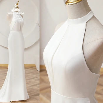 Lihtne Merineitsi Pulm Kleidid Naistele 2023 Mugav Satiinist Põranda Pikkus Backless Hipi Stiilne Pruut Kleidid Vestido De Noiva