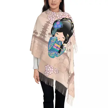 Jaapani Keiko Kokeshi Nukk Salli jaoks Naiste Sooja Talve Pashmina Suurrätikud ja Murrab Pikk Suur Sall Sall Päevas Kulumise