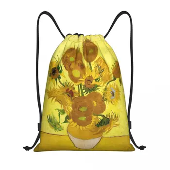 Vincent Van Goghi Päevalilled Pingutusnöör Kotid Korvpalli Seljakott Jõusaal Sackpack String Kotid Rattasõit