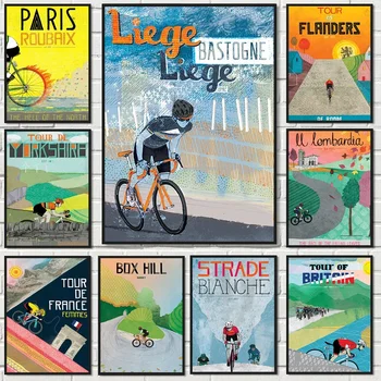 Bike Race rattaspordi Seina Art Lõuend Maali Nordic Plakat ja Trükib Klassikaline Monumendid Pilte elutuba Home Decor