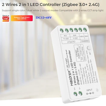 2 in 1 LED Kontroller Zigbee 3.0 + 2.4 G Dimmer Toetada Heledus CCT Mode kooskõlas DC12V 24V 48V 2 traat COB Valgus Ribad