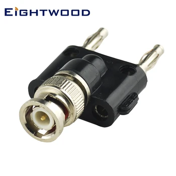 Eightwood 5TK BNC Plug Male Pin-Dual Banana Plug Male Pin-RF, Coaxial Adapter Connector, U-Kuju Stack CCTV Speaker System