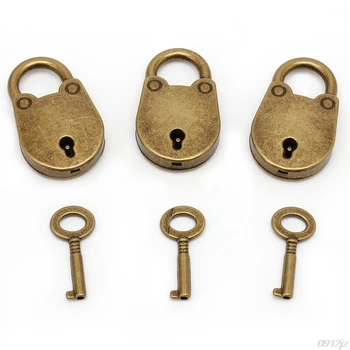 Lukud 1 komplekti (3tk) Vana Vintage Antiik Stiilis Mini Archaize Tabalukud Key Lock klahvi Home Decer Käsi Käsitöö
