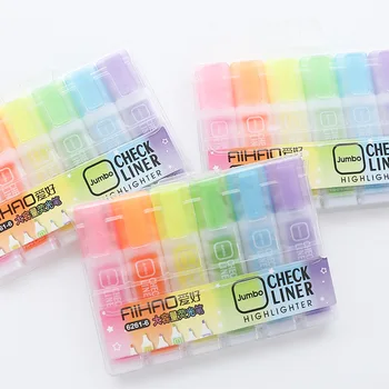 6 Värvi Markeri Pen Set Jelly Candy Värvus Esile Jumbo Sm Vaadata Teataja Asjade Jaapani Koolis Kirjatarvete