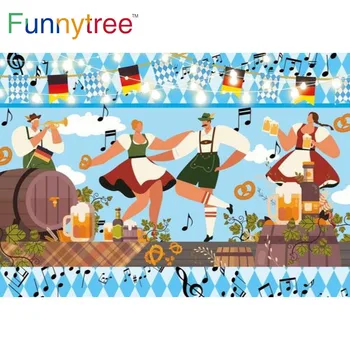 Funnytree Saksamaa Õlu Oktoberfest Banner Taustaks Karneval Muusika Tants Sünnipäeva Kringel Puidust Barrel Foto Taust