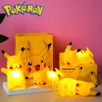 Anime Pokemon Pikachu Magab Joonis Vinüül Nukk LED Night Light Magamistuba Öö Lambi Kaunistused Kawaii Mänguasjad, Lapsed Sünnipäeva Kingitused