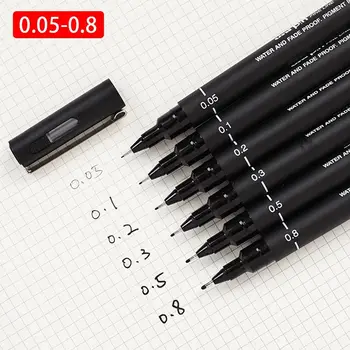 6tk/palju Musta Tindiga Pin-Joonistamine Pen Ultra Fine Line 005 01 02 03 05 08 Micron Art Sm-i Pigment Office Kooli Kehtestatud Fineliner