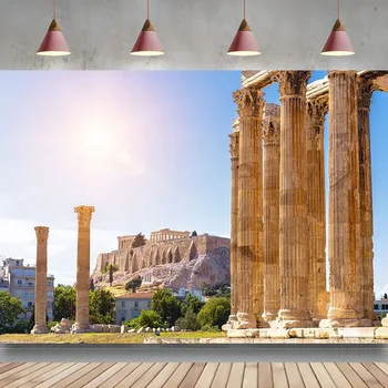 Kreeka Vaatamisväärsustele Taustaks Zeus Temple Acropolis Kuulus Ateena Vaade Linnale Fotograafia Taust Mütoloogia Poole Travel Foto Rekvisiidid
